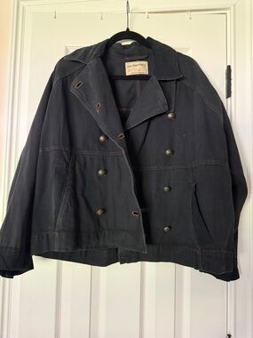 Double-Breasted Navy Cotton Jacket